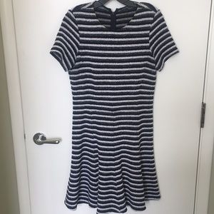 Blue and white striped dress